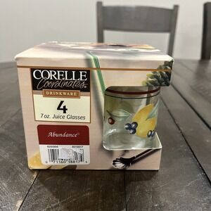Corelle Coordinates "Abundance" 7oz‎ Juice Glasses Set Of 4 Fruit